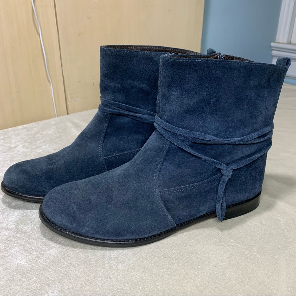 Garnet Hill Navy Suede Ankle Boots